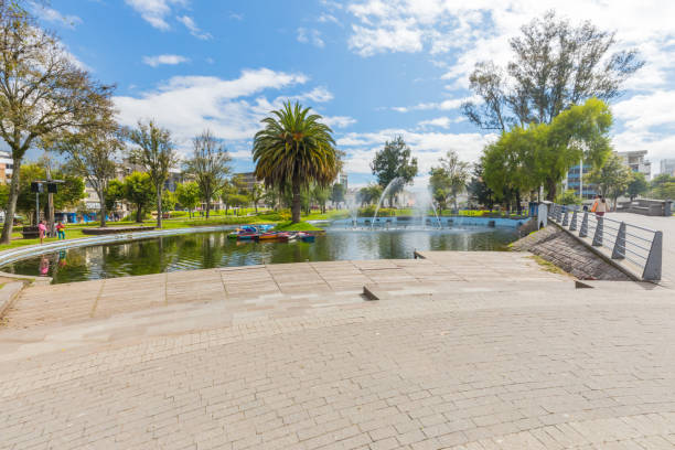 Quito April 2018 Alameda Park is one of the many green areas of Quito with fountains and ponds.