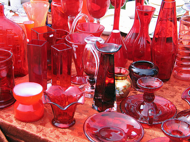 istock Red glass item in flea market 95338902