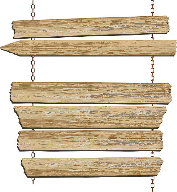 ilustrações, clipart, desenhos animados e ícones de placa suspensa do velho oeste com conselhos e correntes de canela - wood grain wood plank old