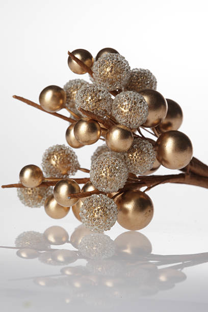 Gold berries Christmas decoration stock photo