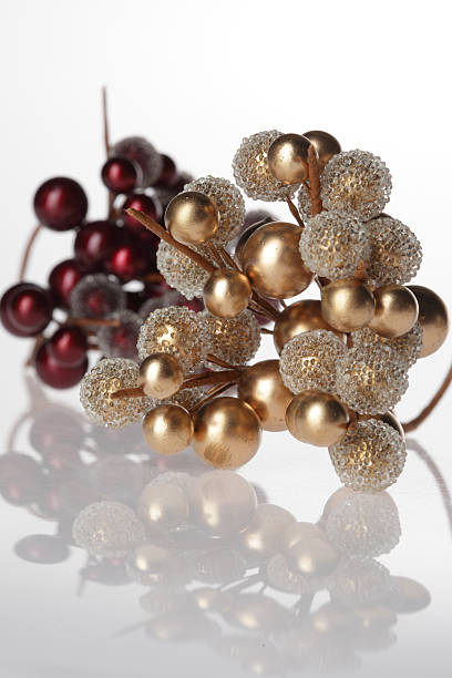 Red and gold berries Christmas decoration stock photo