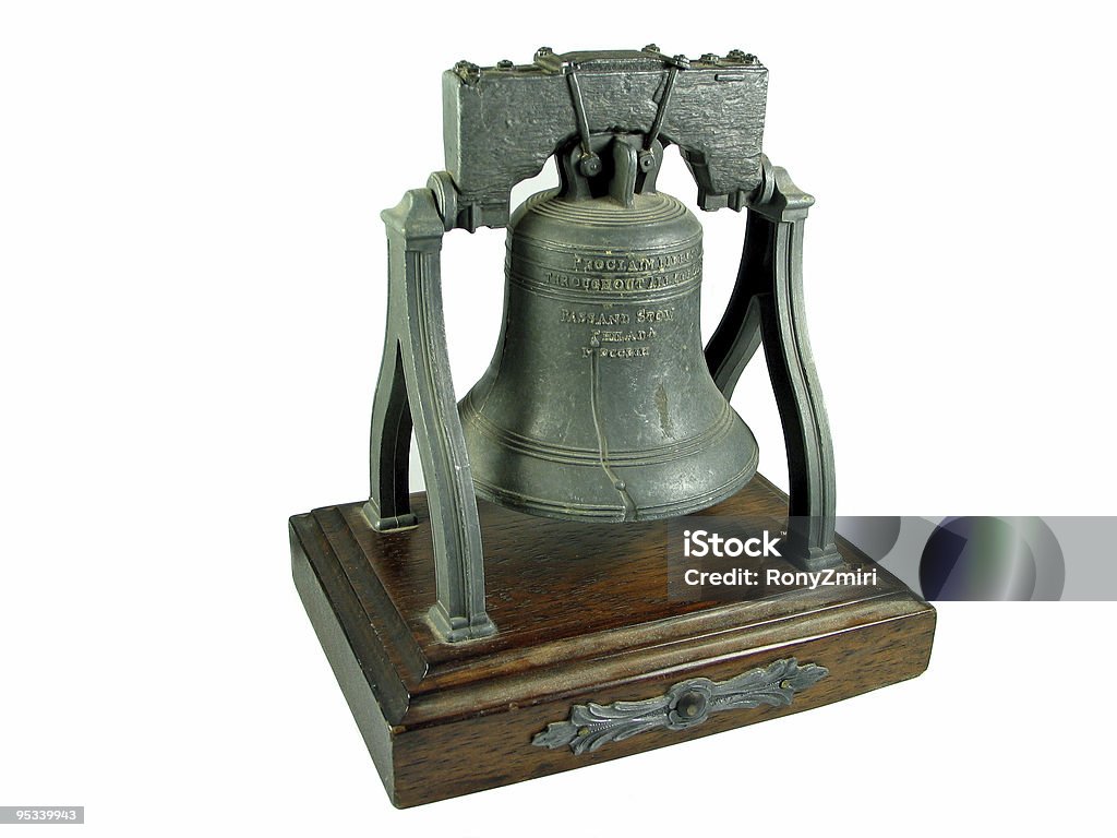Liberty bell Philadelphia réplica isolada no branco " - Foto de stock de Bandeira royalty-free