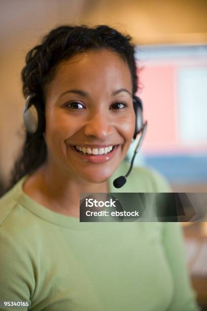 Pretty Young Woman With Headset Stock Photo - Download Image Now - Accessibility, Adult, Adults Only