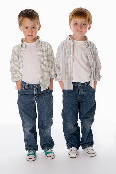 Portrait of two young boys stock photo