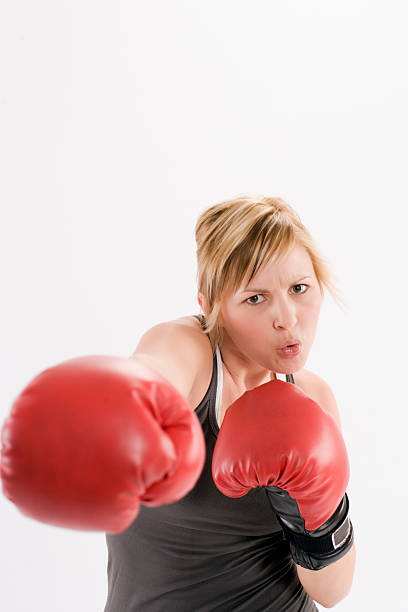 istock Woman boxing and exercising 95340251