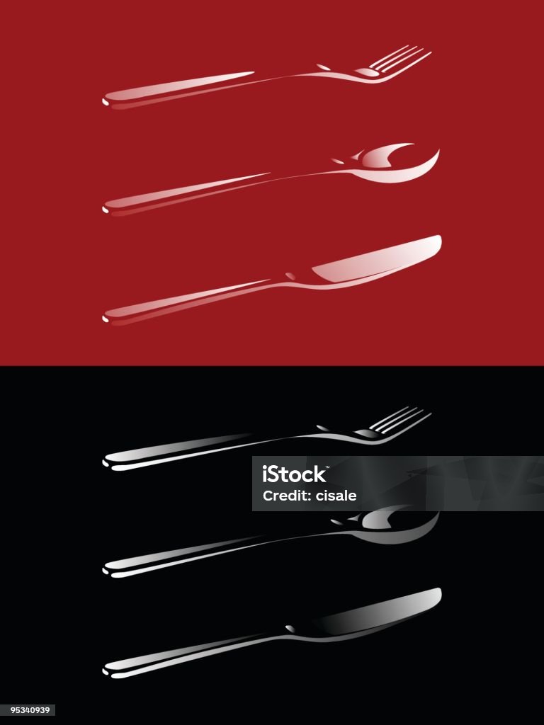 Tenedor, cuchillo y cuchara - arte vectorial de Cuchara libre de derechos
