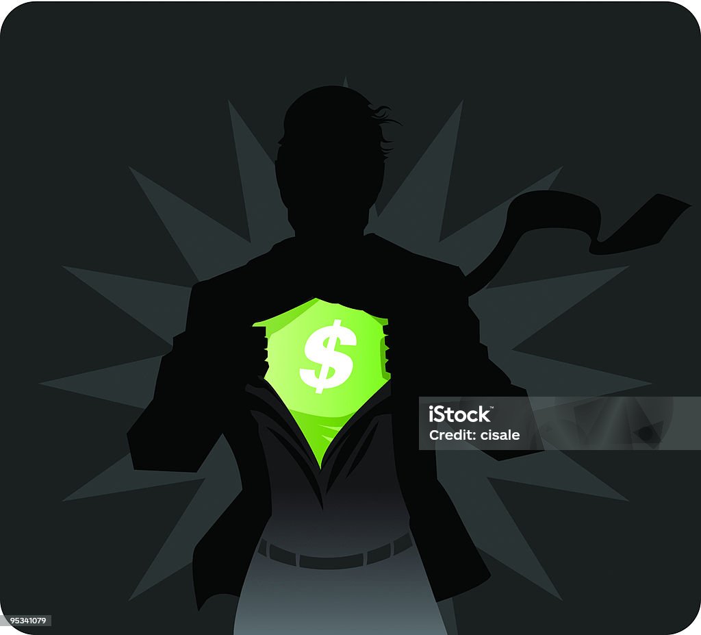 Silhouette Super Homme d'affaires - clipart vectoriel de Symbole du dollar libre de droits