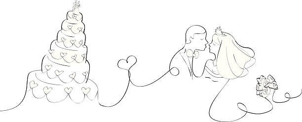 braut und besen im hochzeits-illustration - sex symbol couple kissing women stock-grafiken, -clipart, -cartoons und -symbole