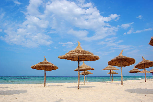 пляж в городе suss - tunisia стоковые фото и изображения
