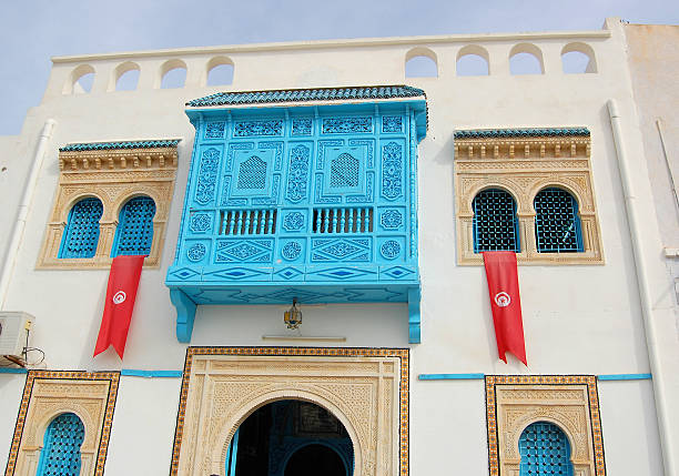 istock Traditional white-blue house  from kairouan 95341302