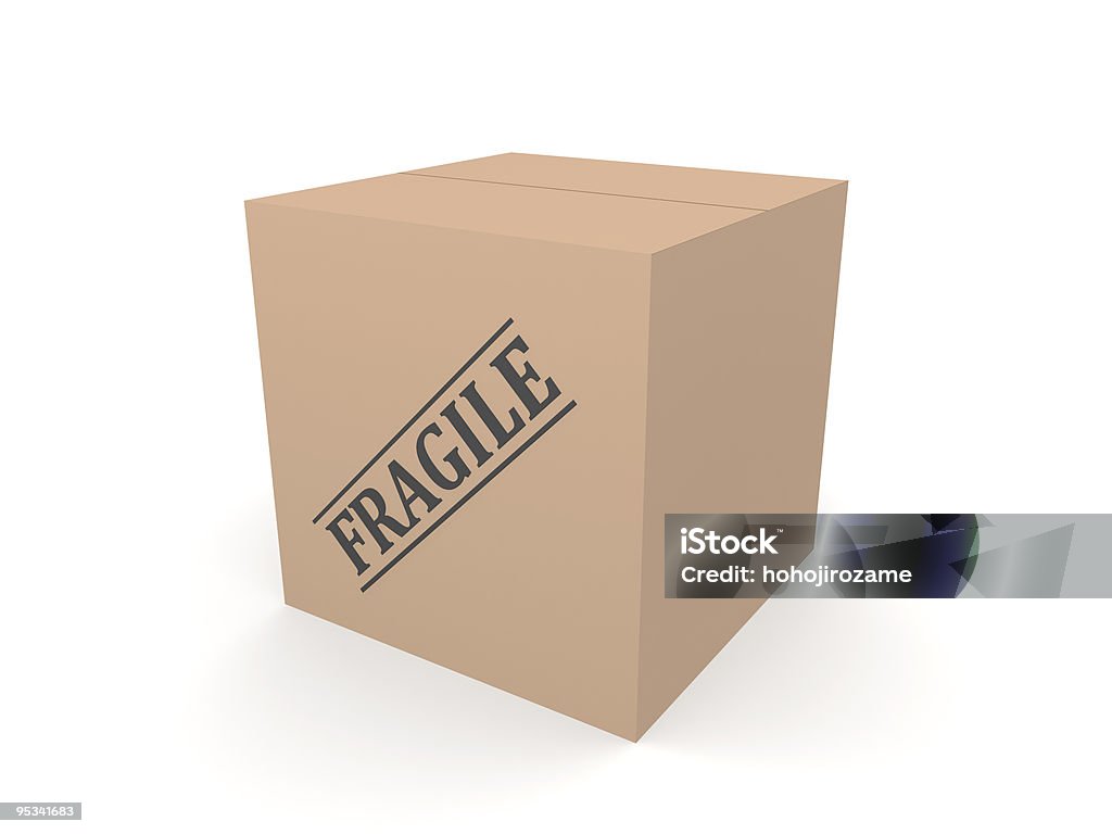 3 D caja de cartón frágil - Foto de stock de Caja libre de derechos