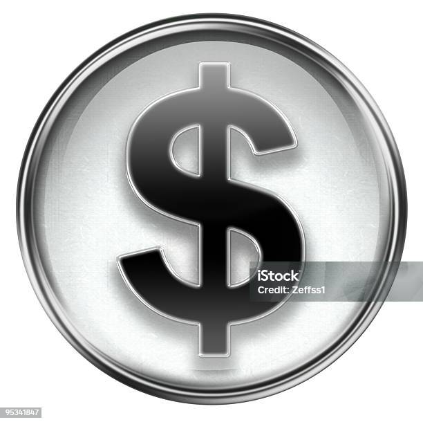 Dólar Ícone Cinzento Isolado No Fundo Branco - Arte vetorial de stock e mais imagens de Azul Turquesa - Azul Turquesa, Branco, Cartão de Crédito
