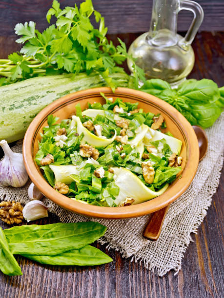istock Salad with squash and sorrel on dark board 953423864