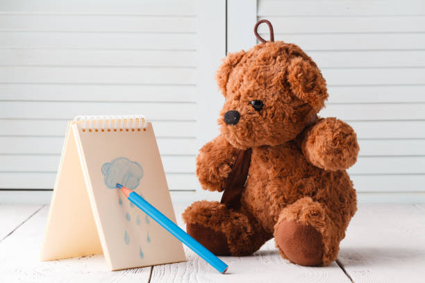 istock Teddy bear draw rainy weather sign 953425146
