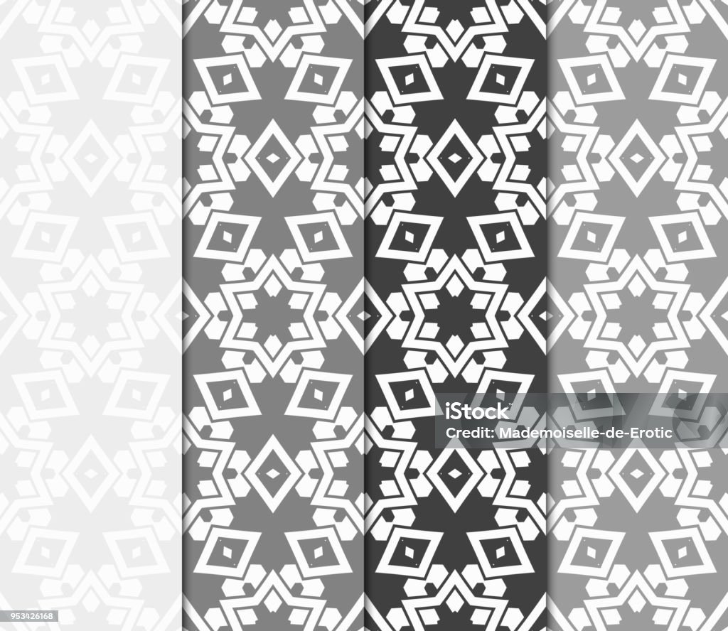 Modern Style Patterns Set Set Of Seamless Vector Patterns Geometric Floral Pattern Of Lines And ...