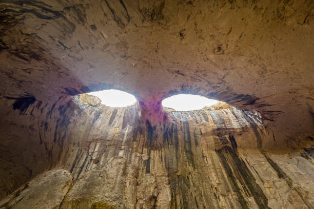 Big cave with amazing colors stock photo