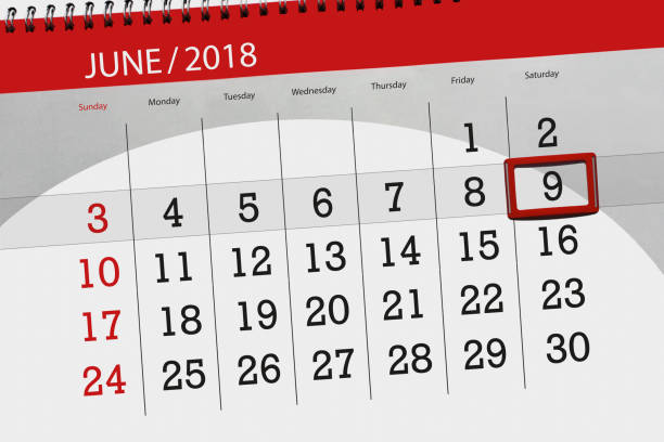 istock Calendar, day, month, business, concept, diary, deadline, planner, state holiday, table, color illustration, 2018, june 9 953427544