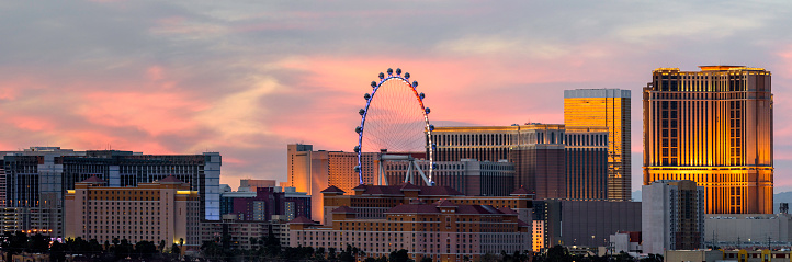 Las Vegas buildings at sunset