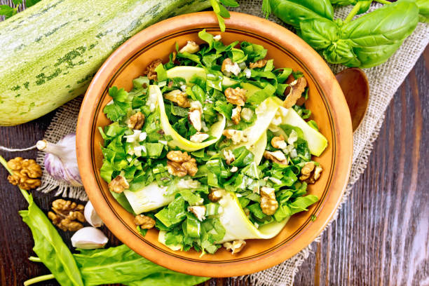 istock Salad with squash and sorrel on board top 953431528
