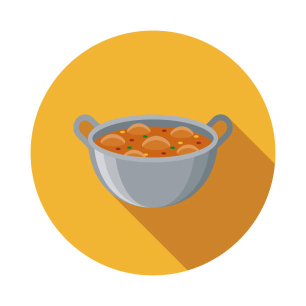 Curry Flat Design India Icon with Side Shadow vector art illustration