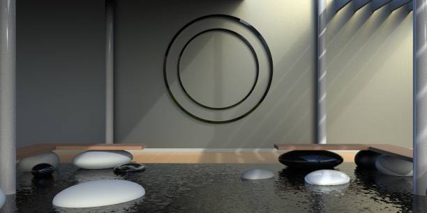 istock Zen minimalist living Studio and Pool on back wall 953432912