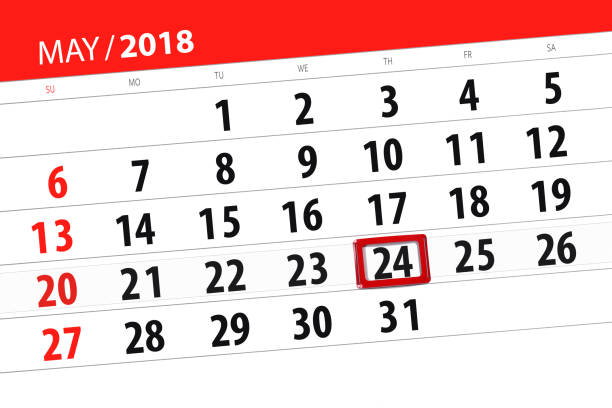 Daily calendar page 2018 may 24 Daily calendar page 2018 may 24 may 24 calendar stock illustrations