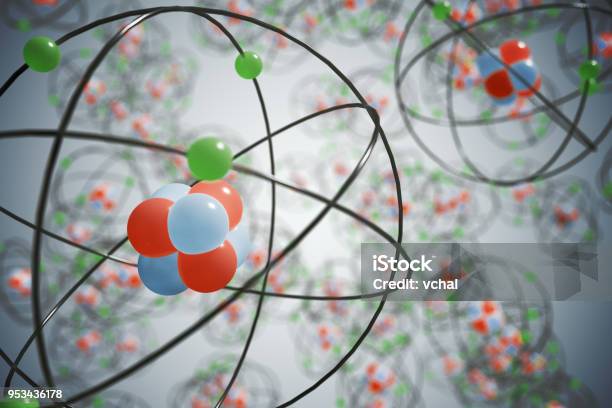 Elementary Particles In Atom Physics Concept 3d Rendered Illustration Stock Photo - Download Image Now