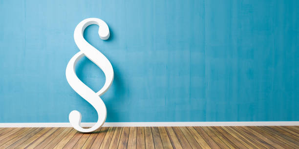 istock White Paragraph smybol against a blue wall - law and justice concept image - 3D Rendering 953436458