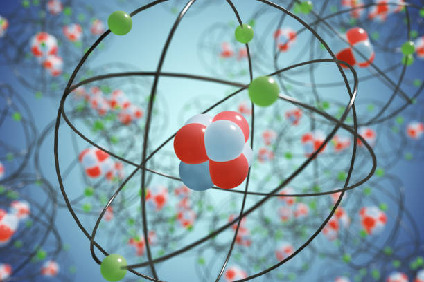 Elementary particles in atom. Physics concept. 3D rendered illustration. Elementary particles in atom. Physics concept. 3D rendered illustration. elementary particle stock pictures, royalty-free photos & images