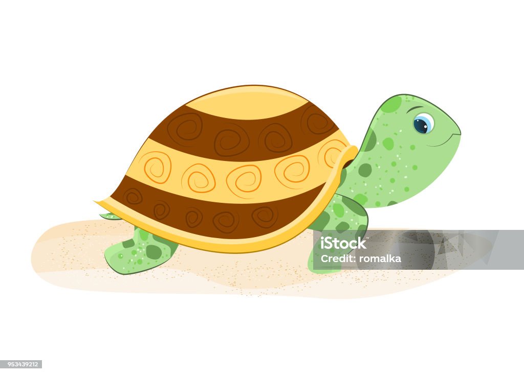 World Turtle Day Smiling tortoise on the sand.Isolated on white background.Vector illustration Animal stock vector
