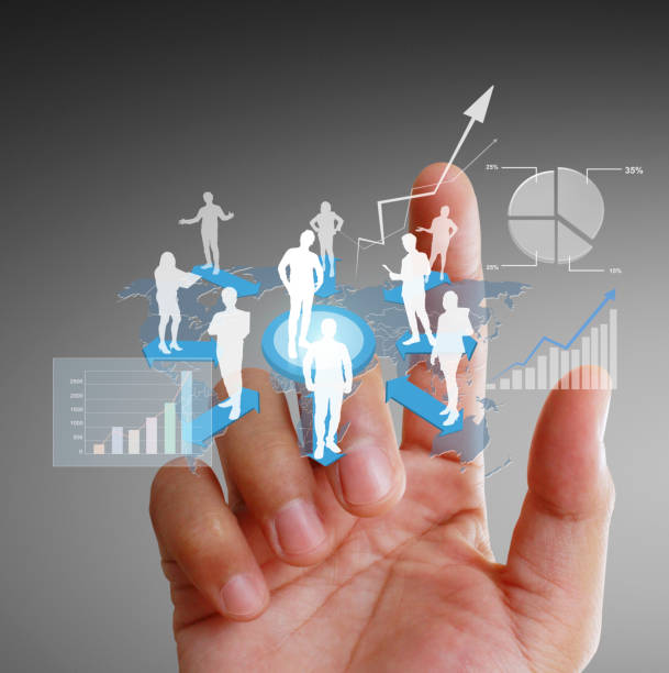 istock Businessman with financial symbols coming 953444498