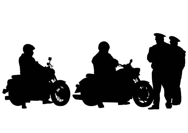 バイカーと警察 - motorcycle motocross biker moped点のイラスト素材／クリップアート素材／マンガ素材／アイコン素材