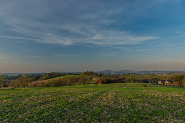 istock Roprachtice and meadow in sunrise time 953445168