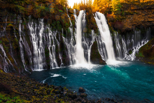 Burney Falls Taken in McArthur-Burney Falls Memorial State Park, California burney falls stock pictures, royalty-free photos & images