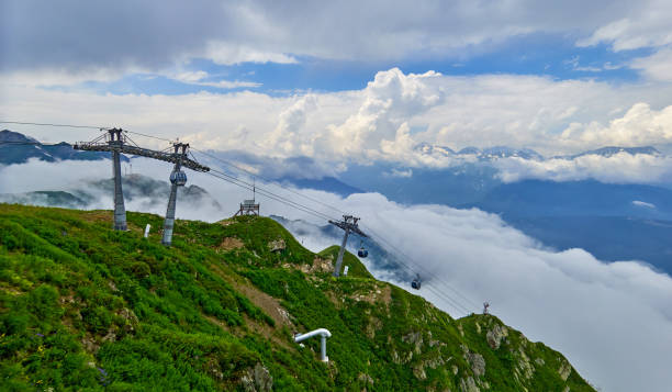 istock Mist cable car road in Rosa Khutor in Sochi 953450582