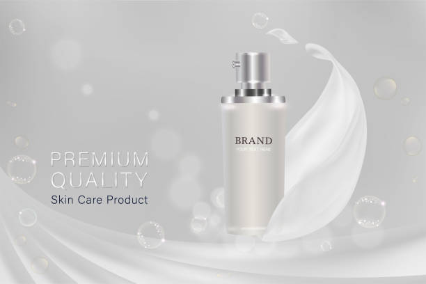 istock White cosmetic container with advertising background ready to use, luxury skin care ad 953450950