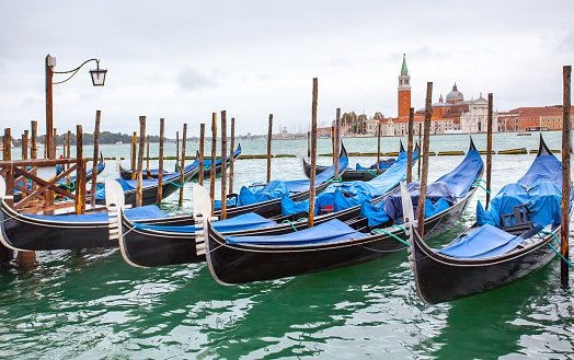 Gondolas near Saint Mark square in Venice, Italy