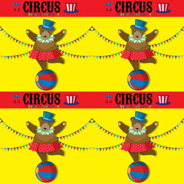 Vector illustration of Seamless with Circus Bear Template