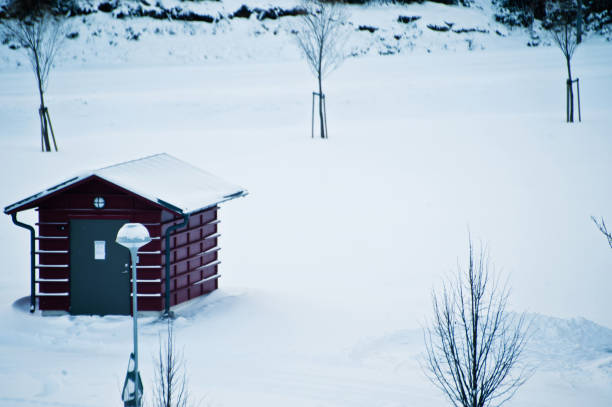 Residential/Hostel Buildings Covered In Snow During Winter