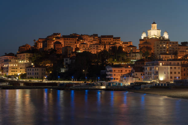 istock Italian Riviera, Imperia by night 953457684