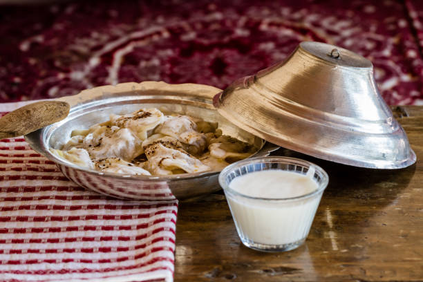 traditional circassian ravioli made with potatoes - circassian imagens e fotografias de stock