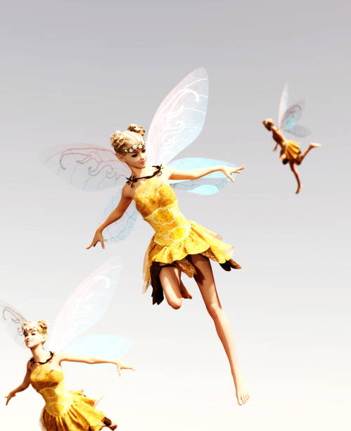 3d rendering of a fairies flying on the sky