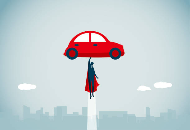 trzymając na wzniesieniu - superhero flying heroes business stock illustrations