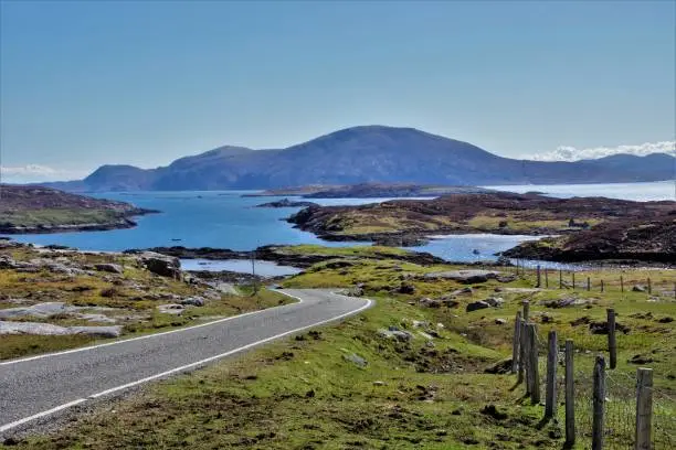 A spectacular series of 8 images of the inumerbale sea lochs, inlets, lochs and lochans on the Isle of Harris, in the Outer Hebrides off NW Scotland. The dramatic and almsot other-worldly scenery, the ancient rocks, the cloudscapes and raw nature of the landscape here are vividly captured in this strikingly colourful series of pictures taken in crystal clear North Atlantic light that is so much a feature of these islands.