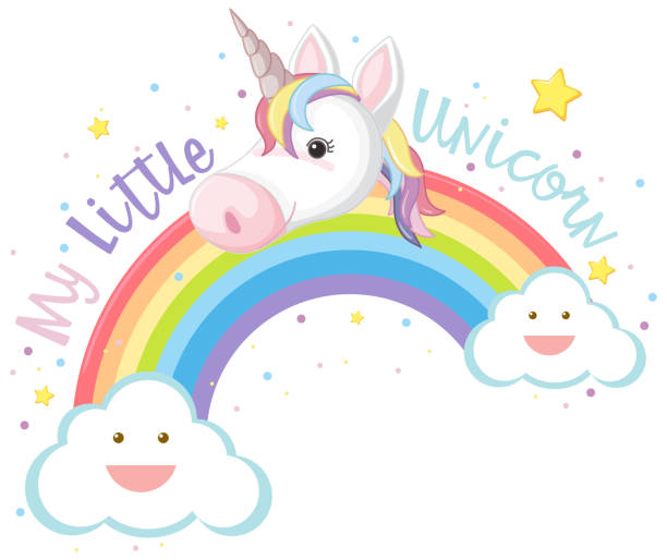 My Little Unicorn and Rainbow My Little Unicorn and Rainbow illustration little rainbow clipart patterns stock illustrations