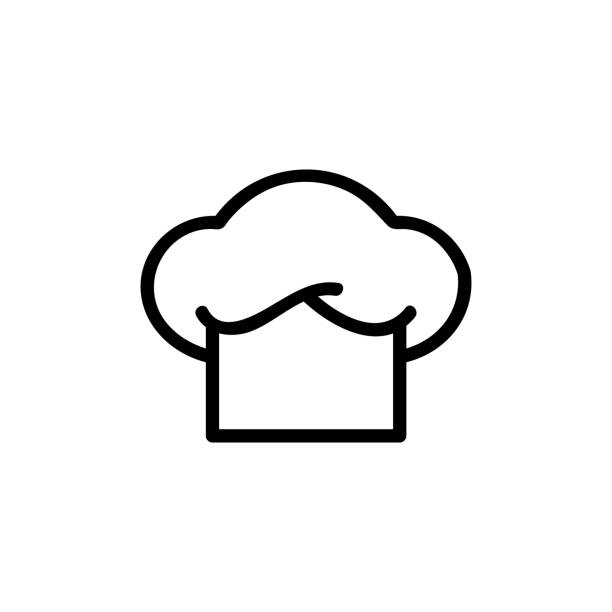 ilustrações, clipart, desenhos animados e ícones de ícone do plana do logotipo do chapéu do chef - chapéu de cozinheiro