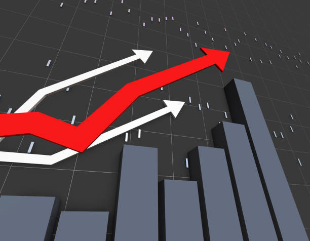 istock Financial success arrow and histogram, economic development and progress 953469400