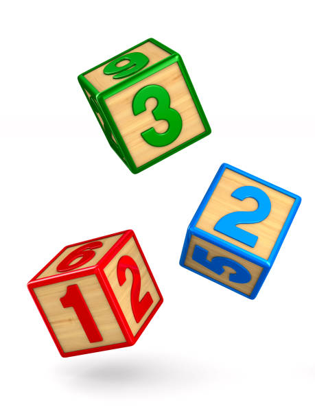 istock falling blocks with numbers on white background. Isolated 3D illustration 953470342