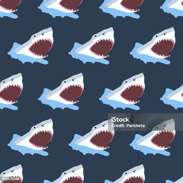 Jaws Pattern Shark Seamless Pattern Stock Illustration - Download Image Now - Animal ...