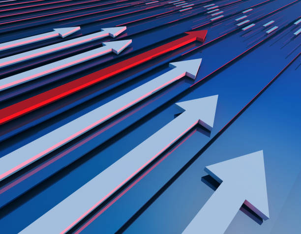 istock Financial success arrow and histogram, economic development and progress 953473938